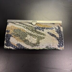 Amici Accessories Clutch Wallet  Camo Sequins With Swing Lock Clasp
